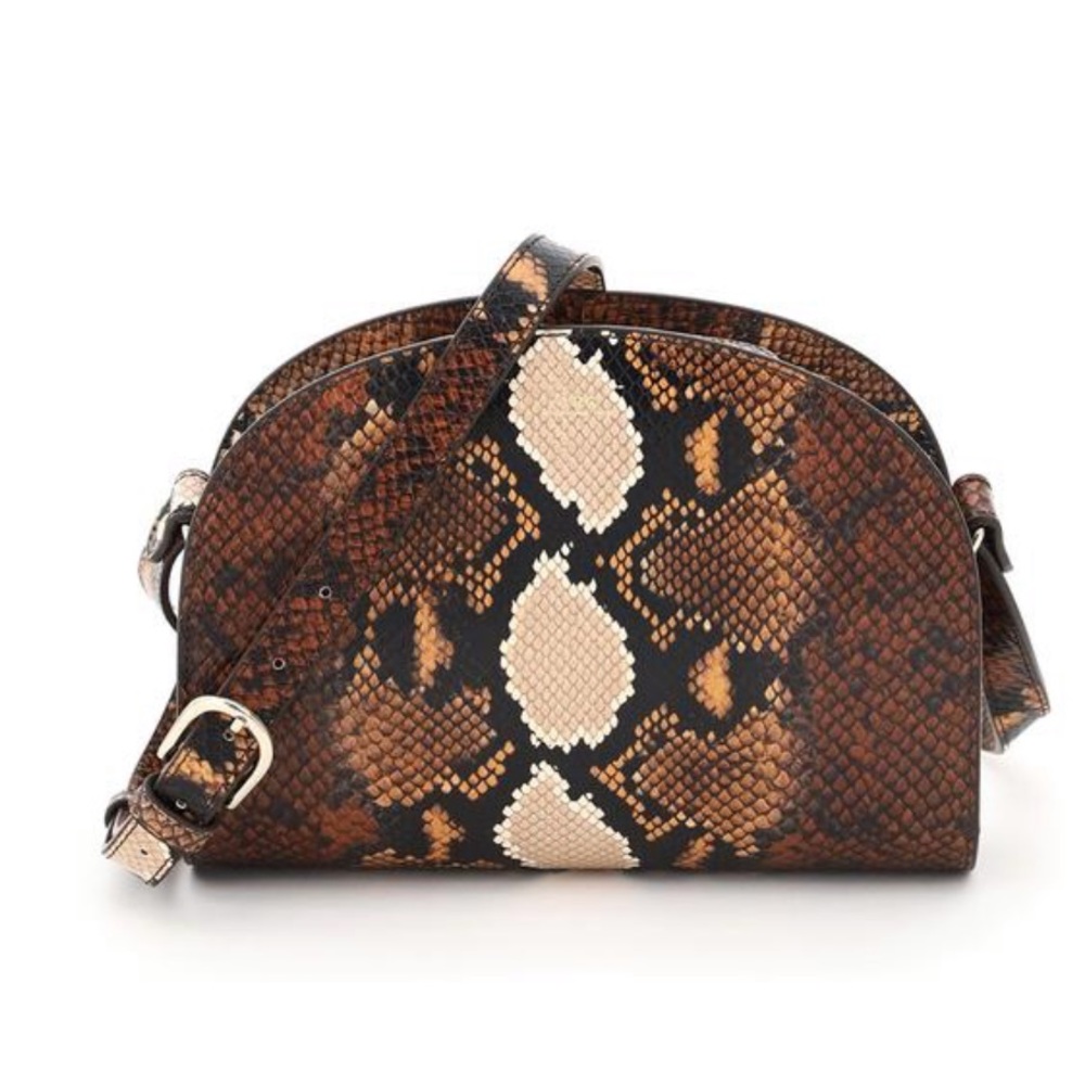 NWT APC Demi Lune Half Moon Crossbody Bag in Brown Python Snakeskin Print